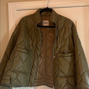 Zara Olive Quilted Jacket